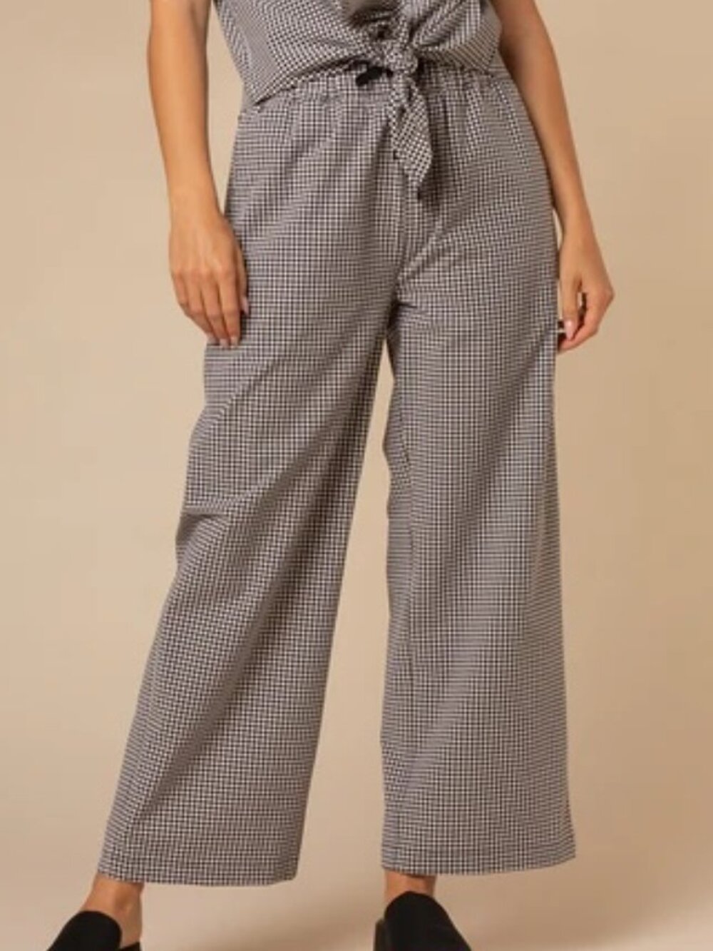 Wayre Cruiser Wide Leg Stretch Pant in Black Gingham - Size M